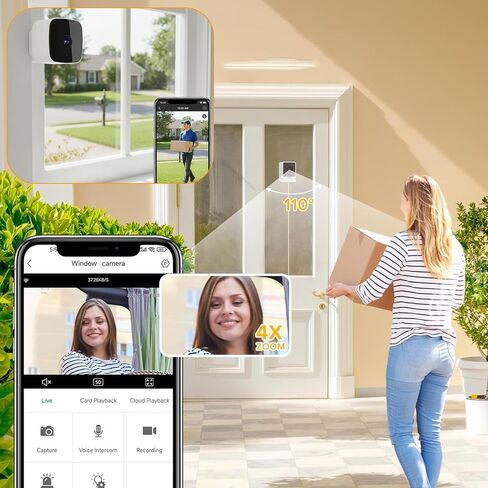 RAINPOT Saker Smart 2k Window Security Camera,2K 3MP Indoor Dome Security Camera with 360° Coverage, Smart Motion Detection & Real-Time Phone Alerts, Wireless Adhesive Mount (64G) in Saudi Arabia