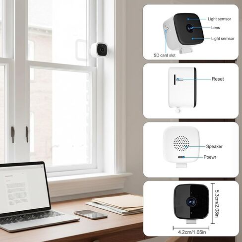 RAINPOT Saker Smart 2k Window Security Camera,2K 3MP Indoor Dome Security Camera with 360° Coverage, Smart Motion Detection & Real-Time Phone Alerts, Wireless Adhesive Mount (64G) in Saudi Arabia