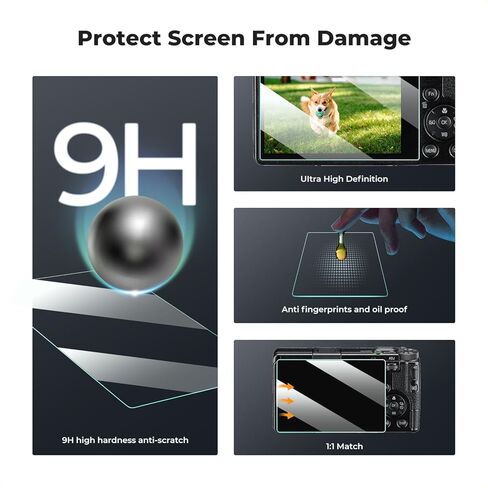 K&F CONCEPT 3 Pack Camera Screen Protector Compatible with Ricoh GR IV, 0.3mm 9H Hardness Tempered Glass Cover Anti-Scratch Bubble-Free & Hot Shoe Cover in Kuwait
