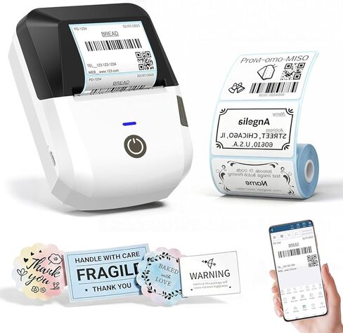 Bluetooth Thermal Label Printer, Portable Label Maker Machine with Tape, Barcode & Small Receipt Printing Mode, USB Wireless, Compatible with Android iOS Windows macOS in Saudi Arabia