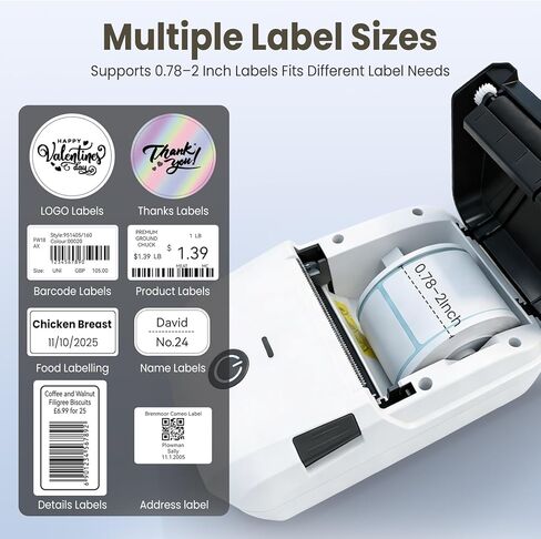 Bluetooth Thermal Label Printer, Portable Label Maker Machine with Tape, Barcode & Small Receipt Printing Mode, USB Wireless, Compatible with Android iOS Windows macOS in Saudi Arabia