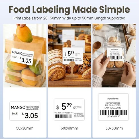 Bluetooth Thermal Label Printer, Portable Label Maker Machine with Tape, Barcode & Small Receipt Printing Mode, USB Wireless, Compatible with Android iOS Windows macOS in Saudi Arabia