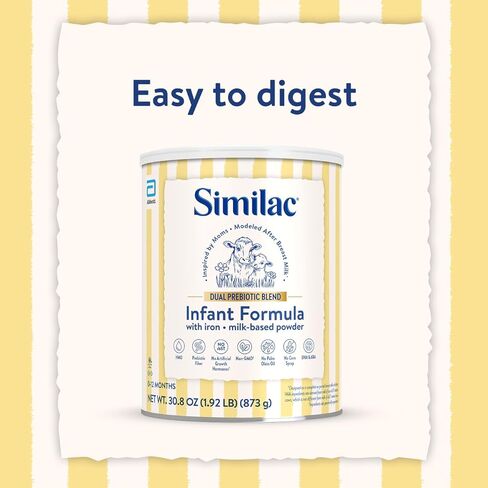 Similac Dual Prebiotic Blend، تركيبة الأطفال بالحديد، مسحوق الحليب، 0-12 شهرًا، علبة 30.8 أونصة in Kuwait