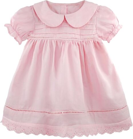 Toddler Baby Girl Peter Pan Collar Dress Girls Lace Embroidery White Princess Dresses for Baby Birthday Baptism in Saudi Arabia