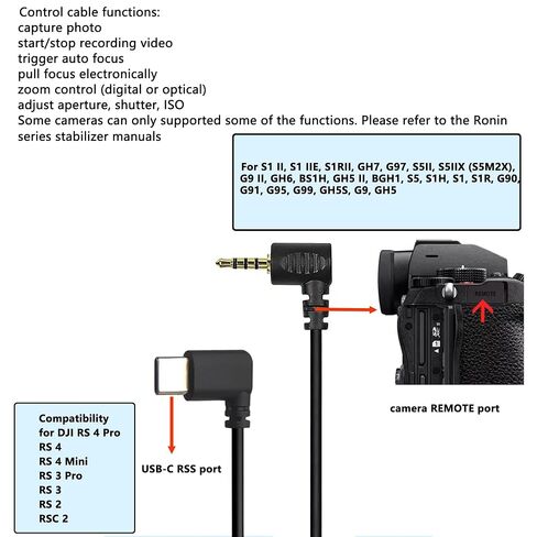 كابل التحكم عن بعد USB-C لـ DJI RS4 RS3 RS2 إلى باناسونيك S1II GH7 G97 S5IIX BS1H GH5II BGH1 S5 S1H، كاميرا Fujifilm X-H1 in Kuwait