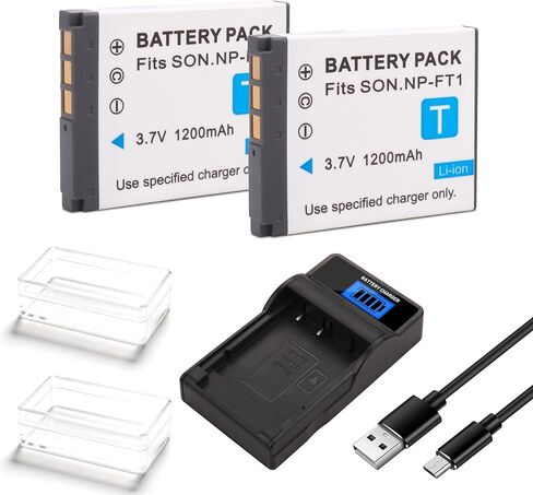 قطعتان من البطاريات وشاحن USB LTD2 بديل لسوني NP-FT1، بطارية من النوع T، C-CS3، شاحن BC-TR1، Sony Cyber-Shot DSC-T10/P، Cyber-Shot DSC-T10/W، Cyber-Shot DSC-T11، Cyber-Shot DSC-T33 in Kuwait