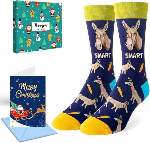 HAPPYPOP Funy Cat Chicken Gifts for Men, Novelty Monkey Ortter Corgi Sloth Socks Crazy Silly Fun Socks in Kuwait