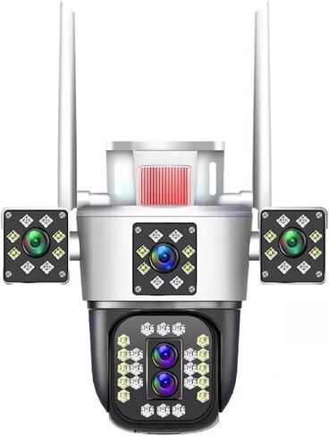 10K 20MP HD IP Camera Outdoor Four Lens Four Screen Security PTZ Cam 6K 12MP Three-Lens Screen Auto Tracking Video Surveillance(EU Plug,8K None SD Card) in Saudi Arabia