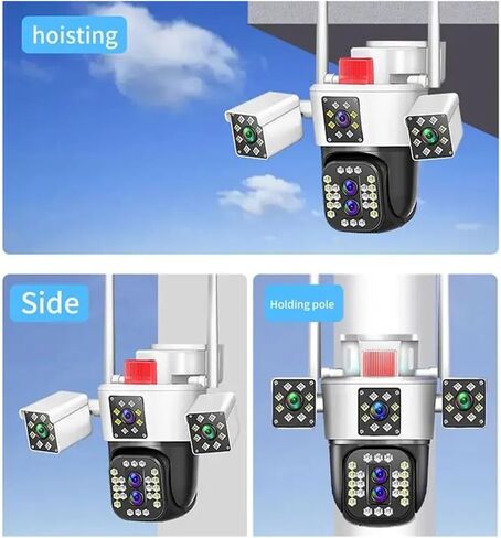 10K 20MP HD IP Camera Outdoor Four Lens Four Screen Security PTZ Cam 6K 12MP Three-Lens Screen Auto Tracking Video Surveillance(EU Plug,8K None SD Card) in Saudi Arabia
