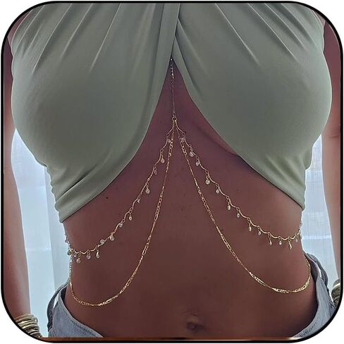مثير لقياس الراين في سلسلة صدر الصدر Bikini Bikini Nightclub Crystal Crave Body Chain for Women Body Jewelry in Saudi Arabia