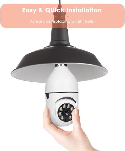 CYOIDAI PTZ E27 Bulb Wireless Security Camera,1080P 360 Degree Panoramic Connector with WiFi,Human Motion Detection Alarm,Remote Viewing (32GB SD Card) in Kuwait