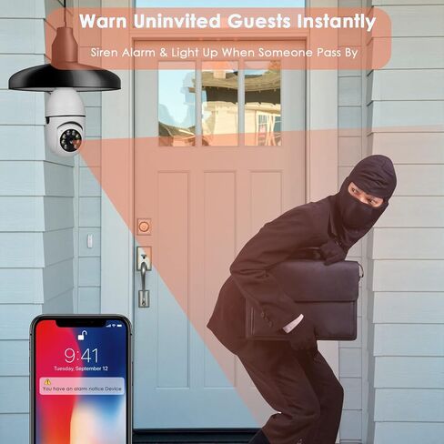 CYOIDAI PTZ E27 Bulb Wireless Security Camera,1080P 360 Degree Panoramic Connector with WiFi,Human Motion Detection Alarm,Remote Viewing (32GB SD Card) in Kuwait
