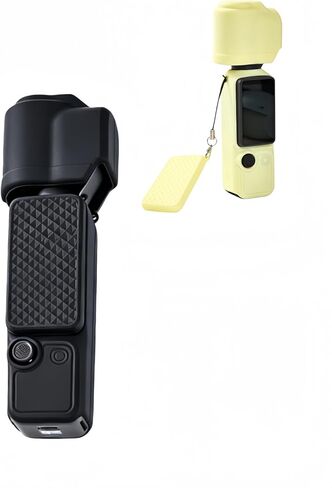 حافظة واقية من السيليكون متوافقة مع DJI Pocket 4، غطاء سيليكون كامل التغطية مع حبل مضاد للفقد، عدسة وواقي شاشة للتصوير اليومي والسفر (أصفر) in Kuwait