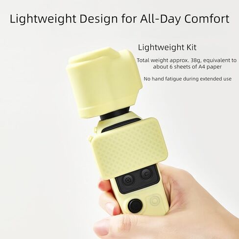 Silicone Protective Case Compatible with DJI Pocket 4, Full Coverage Silicone Cover with Anti-Lost Lanyard, Lens & Screen Protector for Daily Shooting and Travel (Yellow) in Saudi Arabia