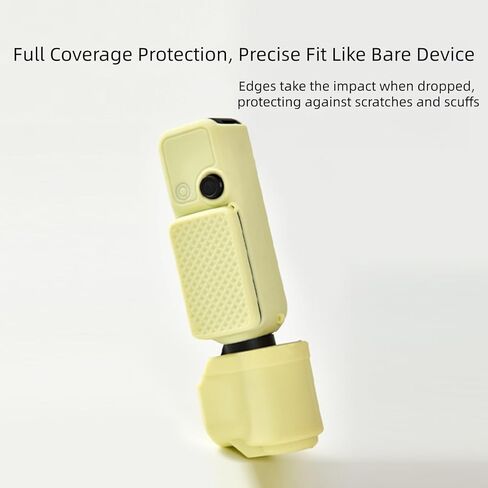 Silicone Protective Case Compatible with DJI Pocket 4, Full Coverage Silicone Cover with Anti-Lost Lanyard, Lens & Screen Protector for Daily Shooting and Travel (Yellow) in Saudi Arabia