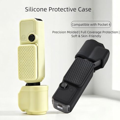 Silicone Protective Case Compatible with DJI Pocket 4, Full Coverage Silicone Cover with Anti-Lost Lanyard, Lens & Screen Protector for Daily Shooting and Travel (Yellow) in Saudi Arabia