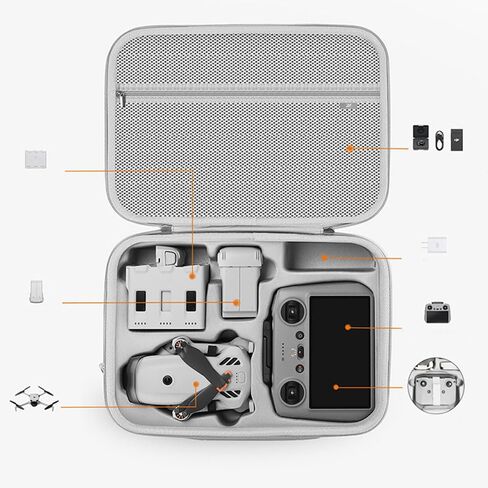 حقيبة حمل محمولة من البولي يوريثان صلبة لهاتف DJI Lito 1/X1 مضادة للسحق ومقاومة للماء والصدمات ومضادة للسقوط والصدمات وحقيبة تخزين بسحاب مزدوج مع بطانة خاصة ممتصة للصدمات وحزام كتف in Kuwait