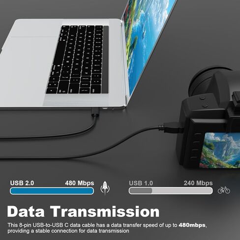 UC-E6 USB C كابل نقل الصور سلك سلك متوافق مع كاميرات Nikon CoolPix DSLR D3200 D3300 D750 D7200 Coolpix B500 P500 P6000 P7000 S9100 S9200 لهاتف iphone، الهاتف الذكي، Macbook (11.8 بوصة) in Kuwait