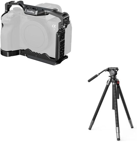 SmallRig HawkLock Quick Release Full Cage for Sony Alpha 7R V/Alpha 7 IV/Alpha 7S III/Alpha 1 / Alpha 7R IV/Alpha 7 V+SMALLRIG x Potato Jet Camera Tripod in Kuwait