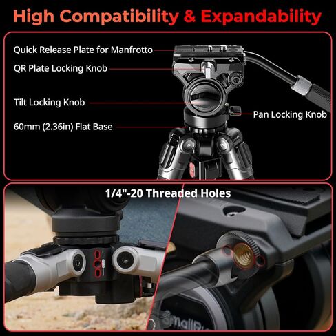 SmallRig HawkLock Quick Release Full Cage for Sony Alpha 7R V/Alpha 7 IV/Alpha 7S III/Alpha 1 / Alpha 7R IV/Alpha 7 V+SMALLRIG x Potato Jet Camera Tripod in Kuwait