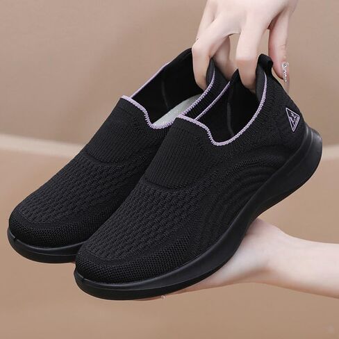 Comfortable Slip-On Sneakers for Women Lightweight Knit Mesh Breathable Casual Shoes for Everyday Wear in Kuwait