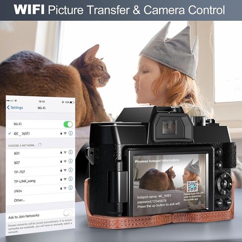 كاميرات رقمية Ture بدقة 48 ميجابكسل و4K للتصوير الفوتوغرافي مع WiFi والتحكم في التطبيقات، ومدونات فيديو لليوتيوب مع حقيبة، وكاميرا سفر مدمجة، مثالية للمستخدمين المبتدئين والمبتدئين مع عدسة ماكرو وواسعة - بطاقة 32 جيجابايت in Kuwait