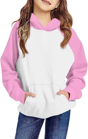 GOFULY Hoodies For Girls Cute Long Sleeve Sweatshirt Hooded Oversized Solid Boys Hoodies Casual Outfits 2-14 Years in Saudi Arabia