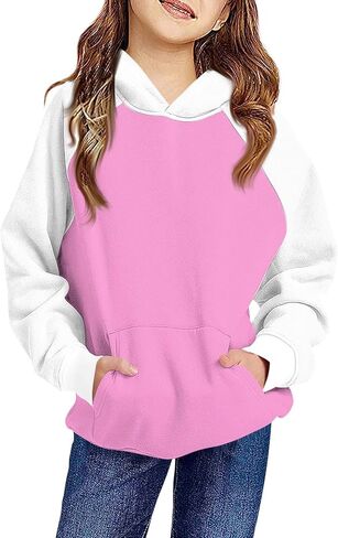 GOFULY Hoodies For Girls Cute Long Sleeve Sweatshirt Hooded Oversized Solid Boys Hoodies Casual Outfits 2-14 Years in Saudi Arabia