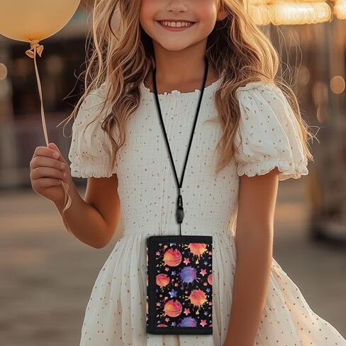 Basketball Painting Kids Wallet for Boys Girls Trifold Canvas Wallet with Lanyard, Cash Pocket and Card Holders Trifold Wallets in Saudi Arabia
