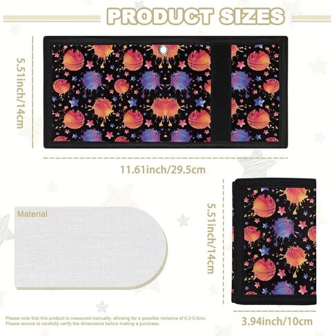 Basketball Painting Kids Wallet for Boys Girls Trifold Canvas Wallet with Lanyard, Cash Pocket and Card Holders Trifold Wallets in Saudi Arabia