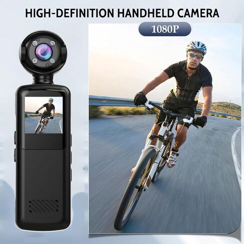 كاميرا PUSOKEI 1080P FHD، كاميرا رياضية WiFi مع شاشة 1.5 بوصة، عدسة قابلة للدوران 180 درجة، ليلية، زاوية واسعة 140 درجة، تسجيل، ميكروفون مدمج، IP65 مقاوم للماء in Kuwait