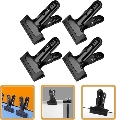 KALLORY 4pcs Heavy Duty Background Backdrop Clamps Powerful Photography Cloth Clips Black Metal Fixed Clamp for Photo Studio Backdrop Support in Kuwait