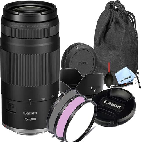 عدسة Canon RF مقاس 75-300 مم f/4-5.6 (Canon RF) - علبة ومرشحات وحزمة غطاء توليب الأساسية (متجددة) in Kuwait