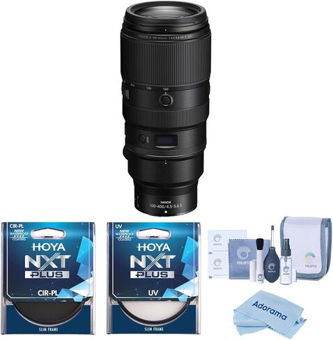 عدسة نيكون NIKKOR Z مقاس 100-400 مم f/4.5-.6 VR S، حزمة مع مرشحات Hoya 77 مم للأشعة فوق البنفسجية وCPL in Kuwait