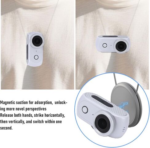 Yunseity Flip Screen Action Camera 4K Magnetic Detachable Camera Wireless Magnetic Action Detachable with 2in Touch Screen 48MP 4K Video for Vlogging Cycling (White) in Saudi Arabia