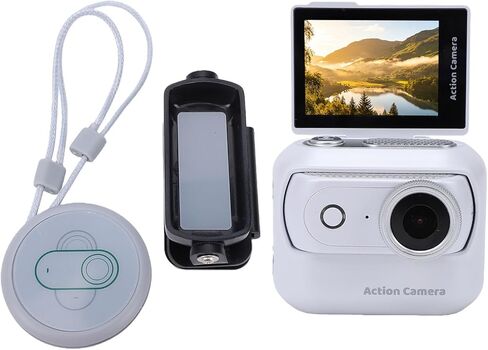 Yunseity Flip Screen Action Camera 4K Magnetic Detachable Camera Wireless Magnetic Action Detachable with 2in Touch Screen 48MP 4K Video for Vlogging Cycling (White) in Saudi Arabia