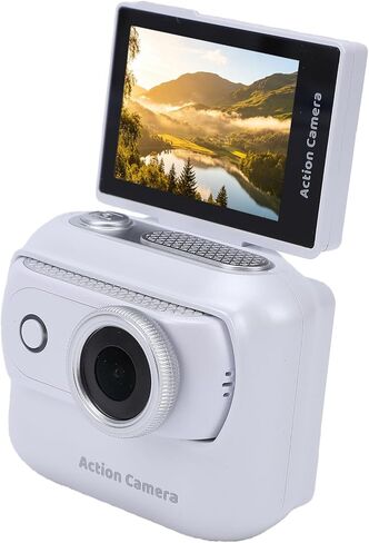 Yunseity Flip Screen Action Camera 4K Magnetic Detachable Camera Wireless Magnetic Action Detachable with 2in Touch Screen 48MP 4K Video for Vlogging Cycling (White) in Saudi Arabia