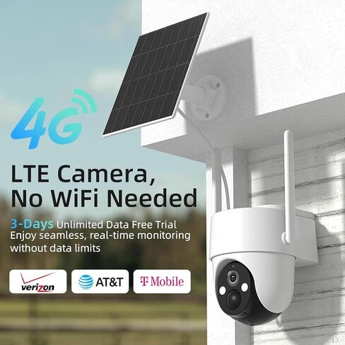 2 حزمة 4G LTE كاميرا أمان شمسية خلوية لاسلكية في الهواء الطلق، لا توجد كاميرا تعمل بالطاقة الشمسية WiFi، عرض مباشر 2K 360 درجة، محادثة ثنائية الاتجاه، رؤية ليلية ملونة، مستشعر حركة PIR، بطاقة SIM مدمجة، تخزين SD/سحابي in Kuwait