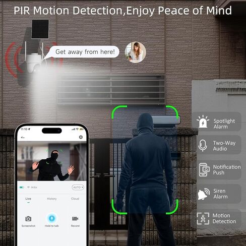 2 حزمة 4G LTE كاميرا أمان شمسية خلوية لاسلكية في الهواء الطلق، لا توجد كاميرا تعمل بالطاقة الشمسية WiFi، عرض مباشر 2K 360 درجة، محادثة ثنائية الاتجاه، رؤية ليلية ملونة، مستشعر حركة PIR، بطاقة SIM مدمجة، تخزين SD/سحابي in Kuwait