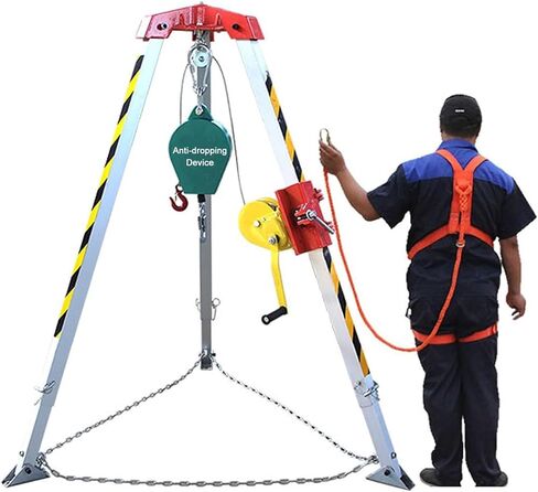 طقم حامل ثلاثي الأرجل للخدمة الشاقة مع ونش 1200/1800/2600 رطل - معدات إنقاذ الطوارئ من الألومنيوم للحماية من السقوط والرفع في الظروف تحت الأرض والقاسية in Kuwait