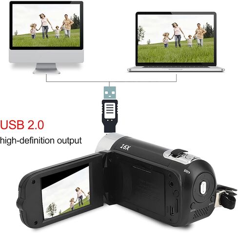 كاميرا فيديو، كاميرا رقمية، كاميرا تكبير رقمية 1080P 16X، كاميرا تسجيل فيديو مضادة للاهتزاز 16 ميجابكسل، شاشة 2.7 بوصة قابلة للدوران 270 درجة HD كاميرا فيديو in Kuwait
