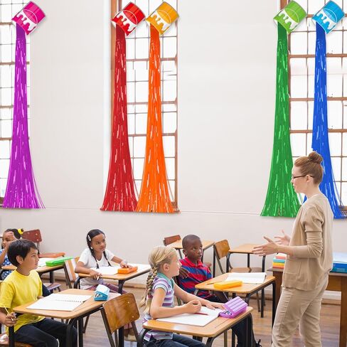 6 مجموعة من علب الطلاء الفنية لتزيين حفلات العودة إلى المدرسة مع ستائر ذات أهداب من رقائق قوس قزح، موضوع فني يمكنك صنعها بنفسك لتزيين خلفية رش ملونة لأعياد الميلاد والفصول المدرسية ومستلزمات الحفلات الفنية in Kuwait