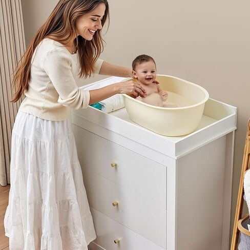 VEVOR Changing Table Dresser, Baby Diaper Change Station with 3 Drawers, Multi-Functional Modern Changing Table Dresser with Storage Organizer Nursery for Children's Room, White in Kuwait