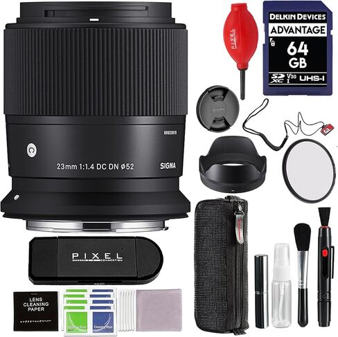 عدسة سيجما 23 مم f/1.4 DC DN المعاصرة لحامل التردد اللاسلكي مع ملحقات متقدمة وحزمة سفر (ضمان الولايات المتحدة الأمريكية لمدة 4 سنوات) | سيجما 23 ملم f1.4 rf in Kuwait