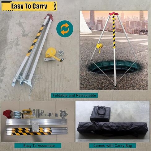 1200/1800/2600 LBS Self-Locking Rescue Tripod Kit with Winch - Foldable Manhole Entry & Confined Space Equipment for Safe Rescue Operations - Durable & Portable Tripod Set,2600LBS Winch Tripod Set in Saudi Arabia