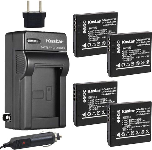 بطارية Kastar (4 عبوات) ومجموعة شاحن لكاميرات باناسونيك لوميكس DMW-BCF10، DMW-BCF10E، DMW-BCF10PP، CGA-S/106B، A59، A59-U وكاميرات باناسونيك لوميكس (نماذج التفاصيل في الوصف) in Kuwait