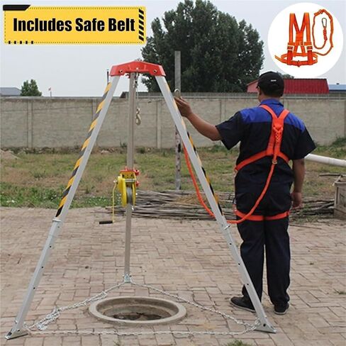 Heavy Duty Rescue Tripod Kit - Aluminum Alloy Confined Space Tripod with 1800LBS Hand Winch, Safety Belt & Winch for Emergency Rescue Operations,1200LBS Winch Tripod Set in Saudi Arabia