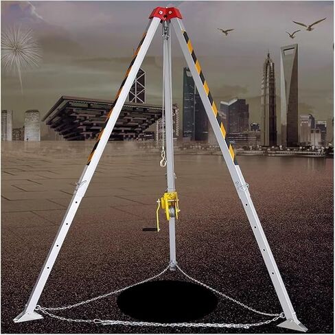 Telescopic Aluminum Rescue Tripod with 40m Winch Cable, Confined Space Rescue System, Safety Belt Included, Durable Tripod for Emergency Rescues and Recovery Operations,Cable Length: 20m/65.6ft in Saudi Arabia