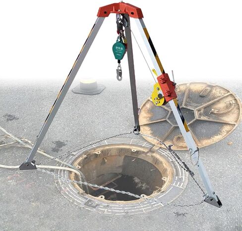 Rescue Tripod with Winch & Fall Protector - Heavy-Duty Aluminum Manhole Access Kit for Confined Space, Deep Well, Sewer Rescue,1200LBS Tripod kit in Saudi Arabia