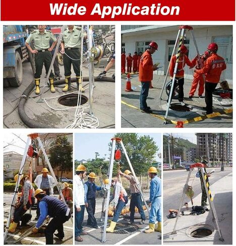 Rescue Tripod with Winch & Fall Protector - Heavy-Duty Aluminum Manhole Access Kit for Confined Space, Deep Well, Sewer Rescue,1200LBS Tripod kit in Saudi Arabia